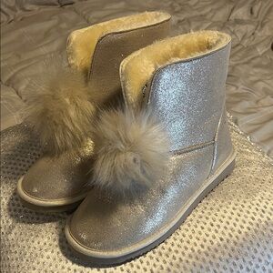 Sparkly Silver Fur-Lined Boots